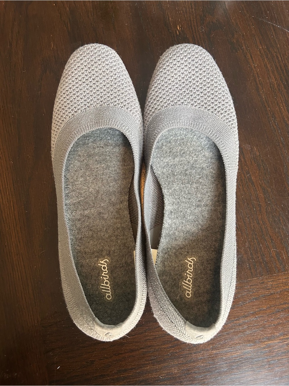 allbirds Women's Light Grey Knit Ballet Flats
